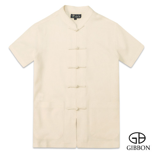 GIBBON吉朋-麻紗感涼夏透氣短袖唐裝-淺橙 M-3XL.png