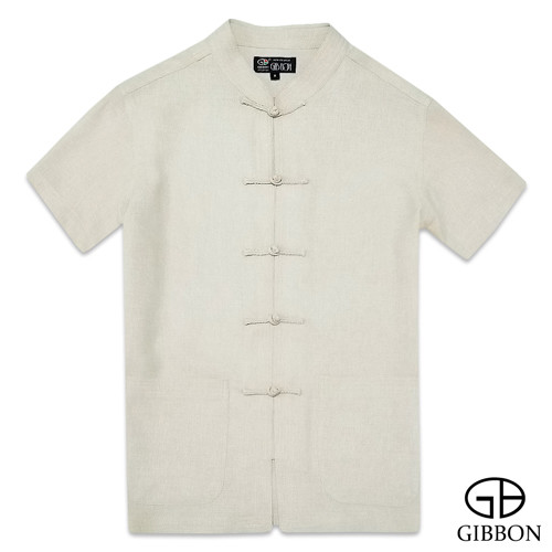 GIBBON吉朋-麻紗感涼夏透氣短袖唐裝-淺褐 M-3XL.png