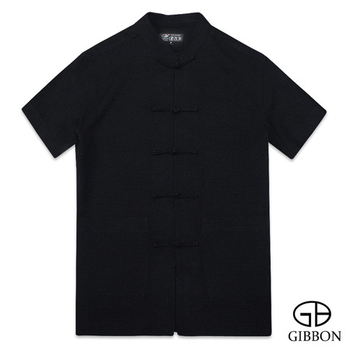 GIBBON吉朋-麻紗感涼夏透氣短袖唐裝-黑色 M-3XL.png