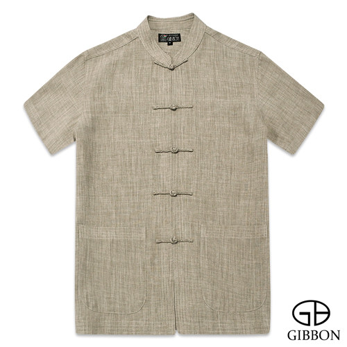 GIBBON吉朋-經典木紋感短袖唐裝-棕色 M-L.png