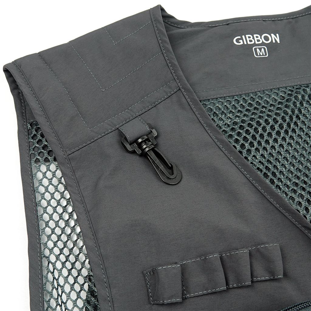 GIBBON吉朋-多口袋工作背心 多功能休旅背心 春夏涼爽透氣網 簡約素面暮石灰-2