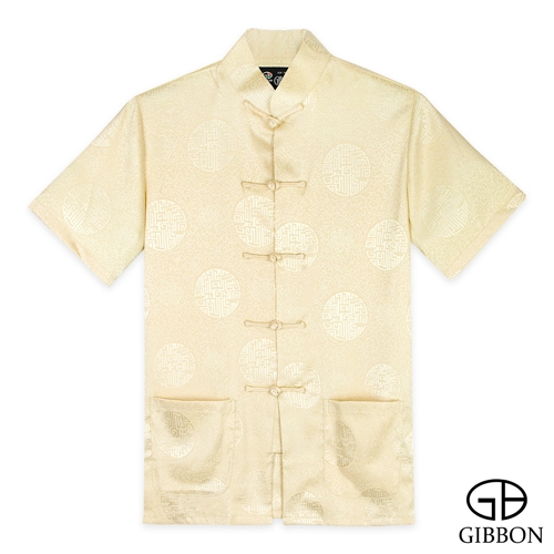 GIBBON吉朋-立領盤扣中性款古圖短袖唐裝-米褐 XS-3XL.png