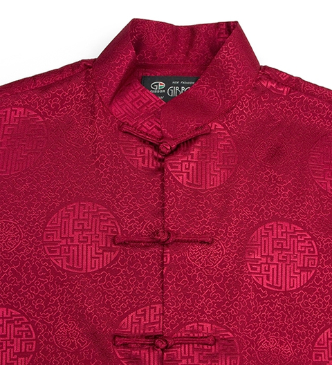 GIBBON吉朋-立領盤扣中性款古圖短袖唐裝-殷紅 XS-3XL1.png