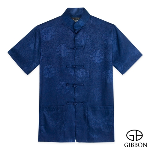 GIBBON吉朋-立領盤扣中性款古圖短袖唐裝-紺青 XS-3XL.png
