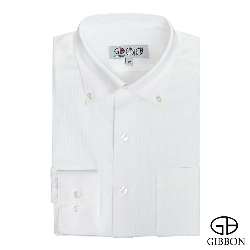 GIBBON吉朋-嚴選商務條紋長袖襯衫-白色