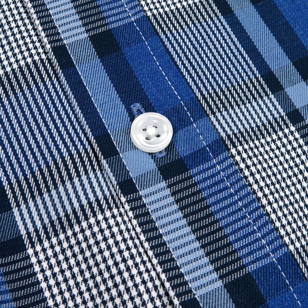 GIBBON 英倫風格紋休閒長袖襯衫藍色格-6