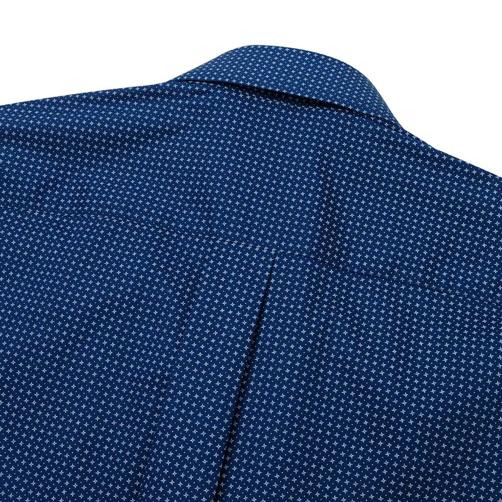 GIBBON 滿版星芒紋休閒長袖襯衫藍色-7