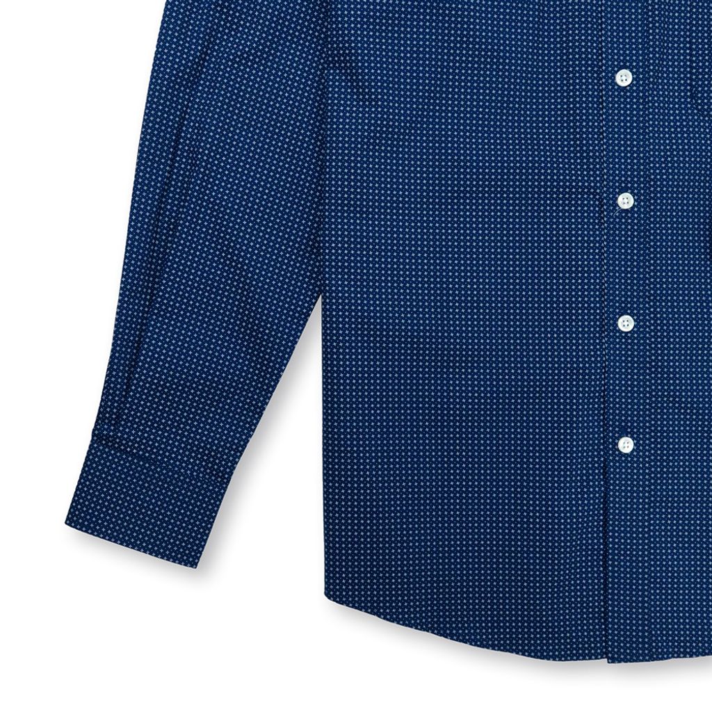 GIBBON 滿版星芒紋休閒長袖襯衫藍色-6