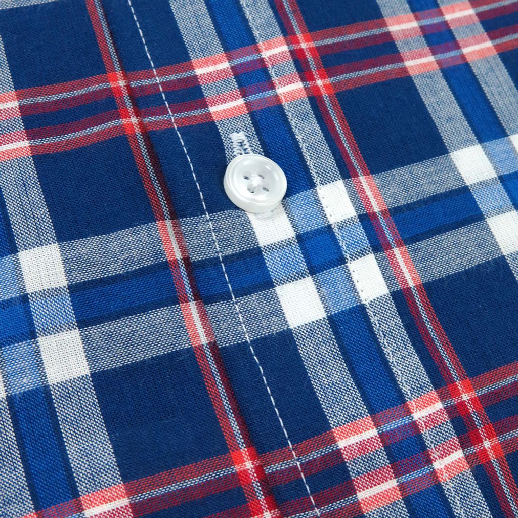 GIBBON 英倫風格紋休閒長袖襯衫藍紅格-6