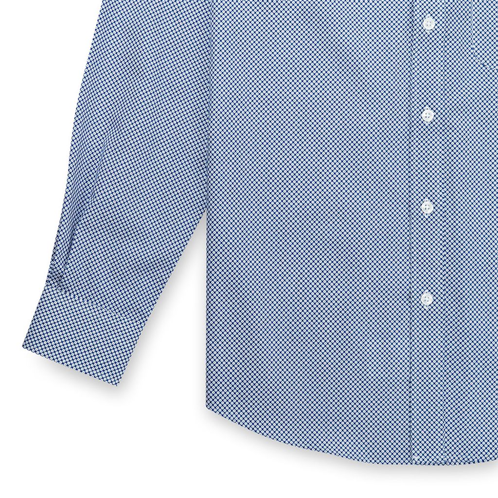 GIBBON 滿版小齒輪紋路裝飾休閒長袖襯衫藍白紋-6
