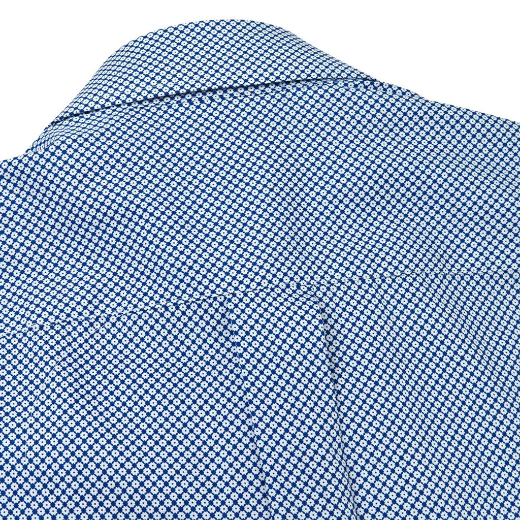 GIBBON 滿版小齒輪紋路裝飾休閒長袖襯衫藍白紋-7