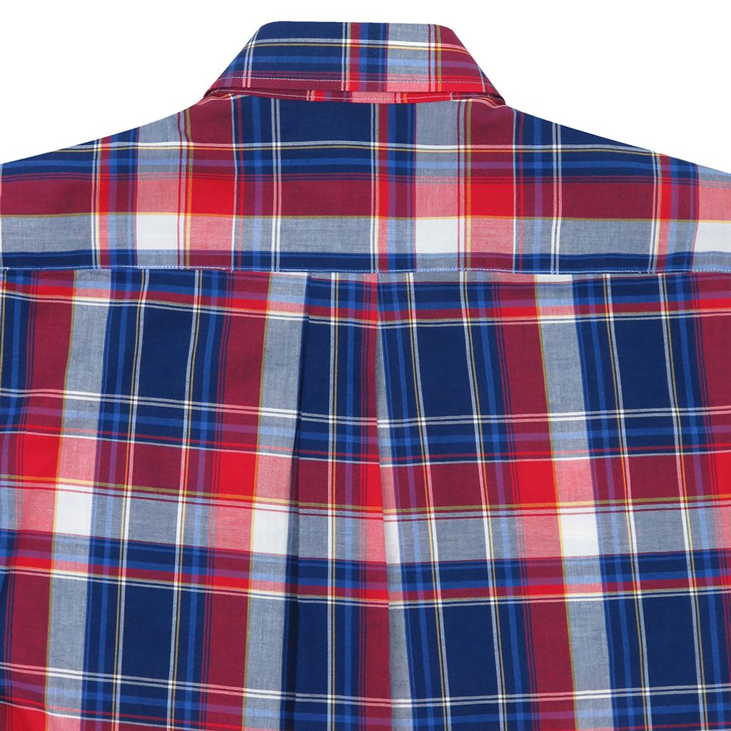 GIBBON 英倫風格紋休閒長袖襯衫紅藍格-7