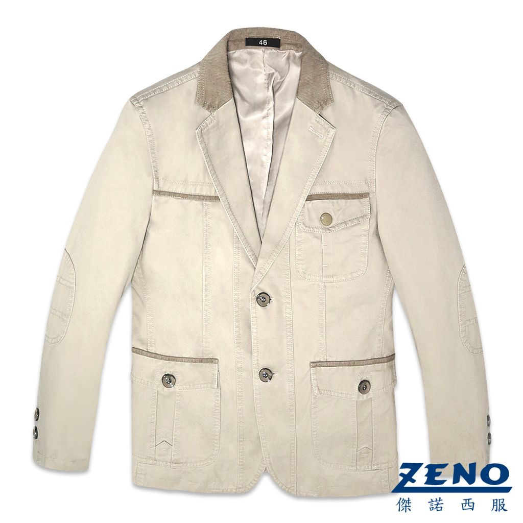 ZENO傑諾-簡約質感休閒西裝外套-卡其