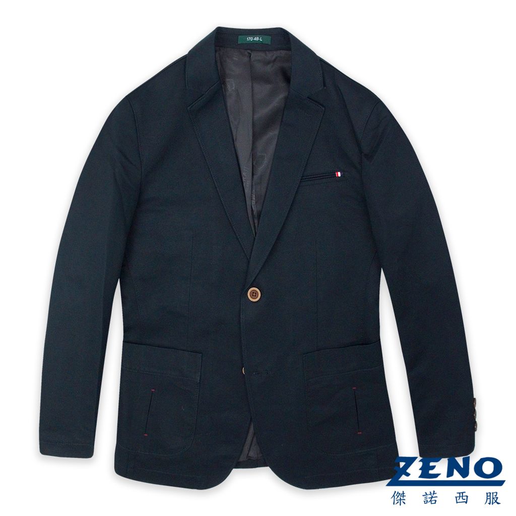ZENO傑諾-精簡合身休閒西裝外套-黑藍 48-56