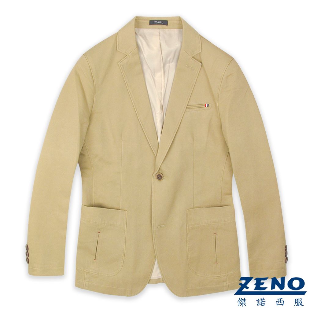 ZENO傑諾-精簡合身休閒西裝外套-卡其 48-56