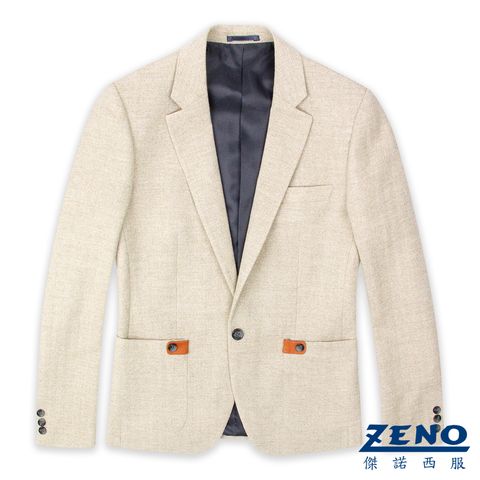 ZENO傑諾-舒適羊毛修身款獵裝外套-淺褐 46-52