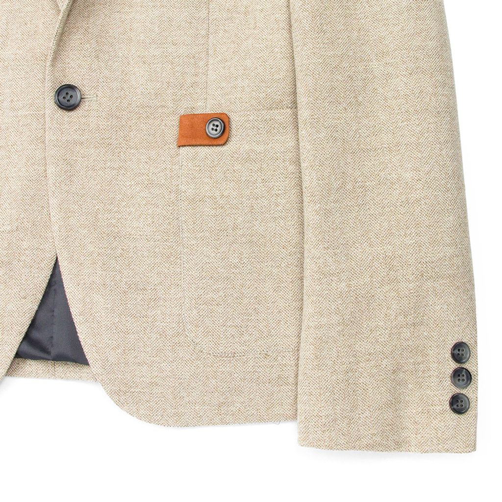 ZENO傑諾-舒適羊毛修身款獵裝外套-淺褐-2
