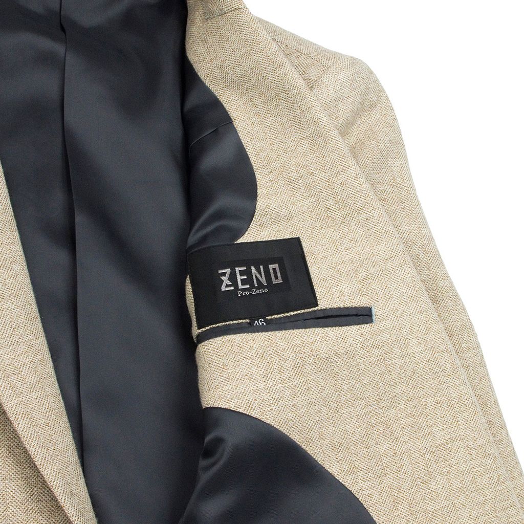 ZENO傑諾-舒適羊毛修身款獵裝外套-淺褐-5
