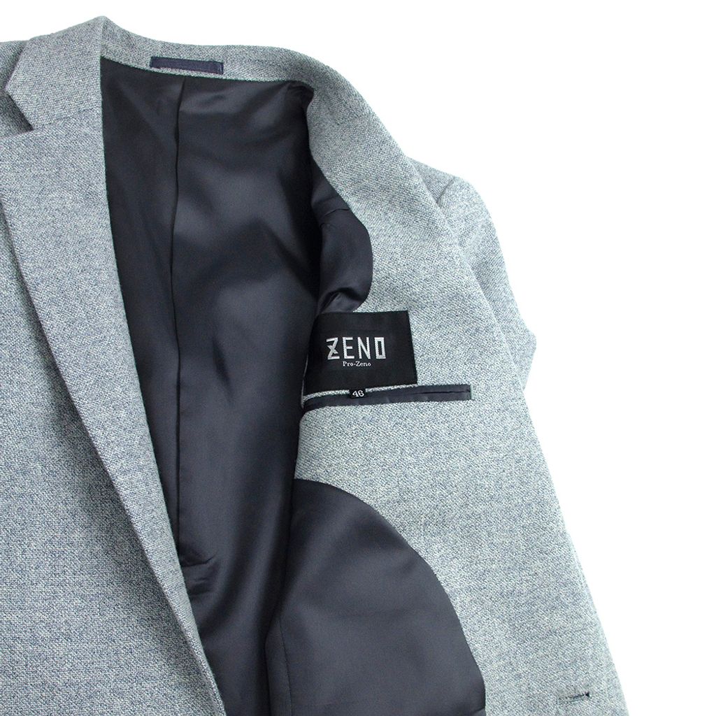 ZENO傑諾-舒適羊毛修身款獵裝外套-灰藍-5