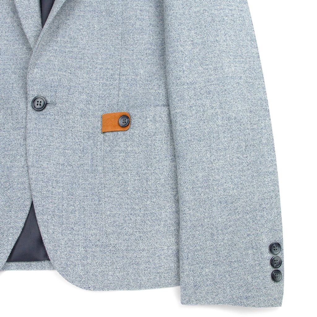 ZENO傑諾-舒適羊毛修身款獵裝外套-灰藍-2