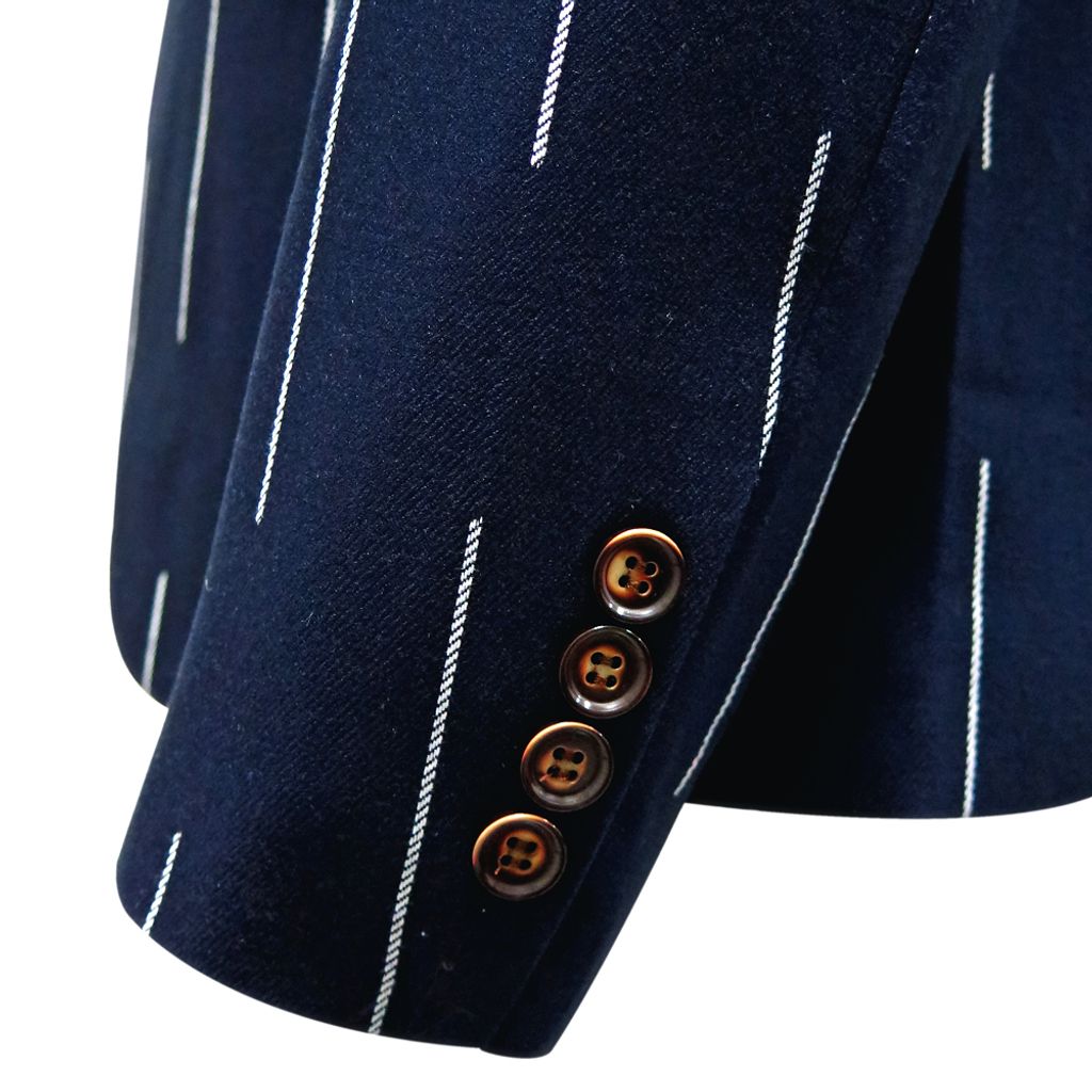 GIBBON吉朋-韓版型男修身西裝外套-條紋藍-4