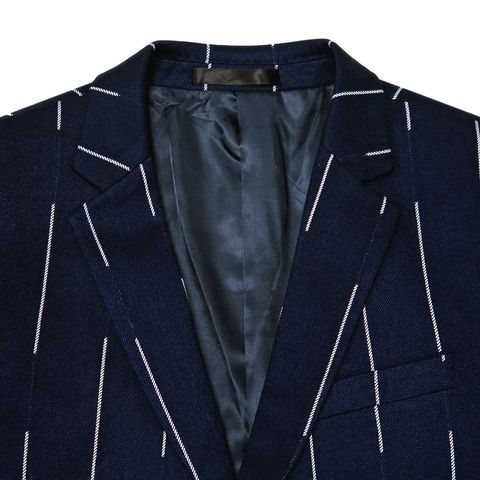 GIBBON吉朋-韓版型男修身西裝外套-條紋藍-1