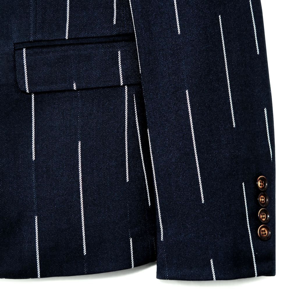 GIBBON吉朋-韓版型男修身西裝外套-條紋藍-3