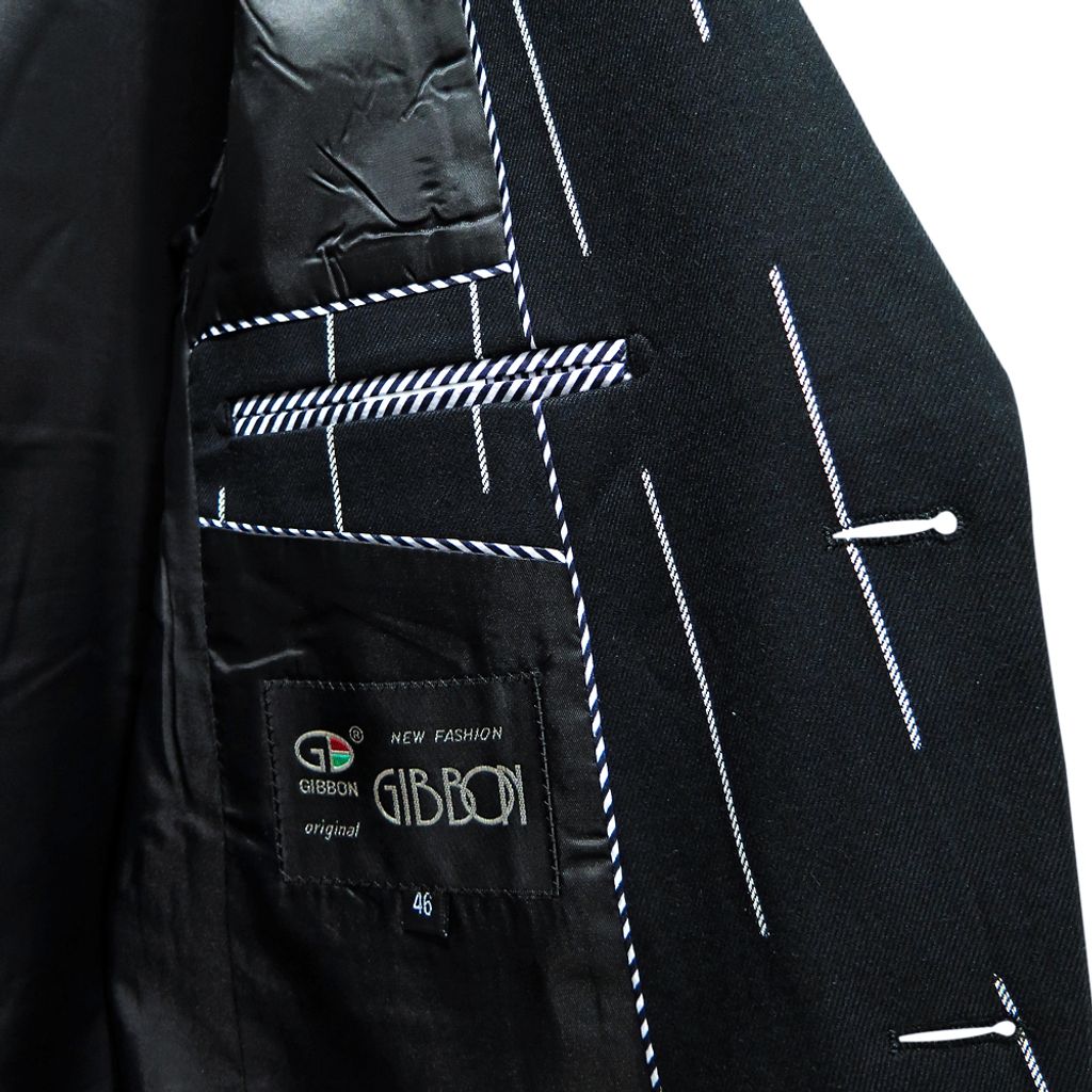GIBBON吉朋-韓版型男修身西裝外套-條紋黑-6