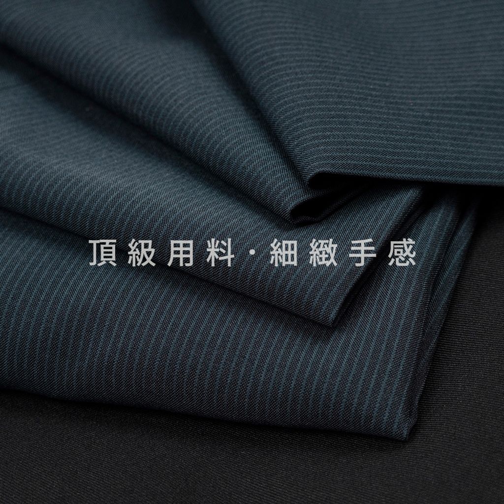 ZENO傑諾-都會菁英細藍條平面西裝褲-黑藍條-7