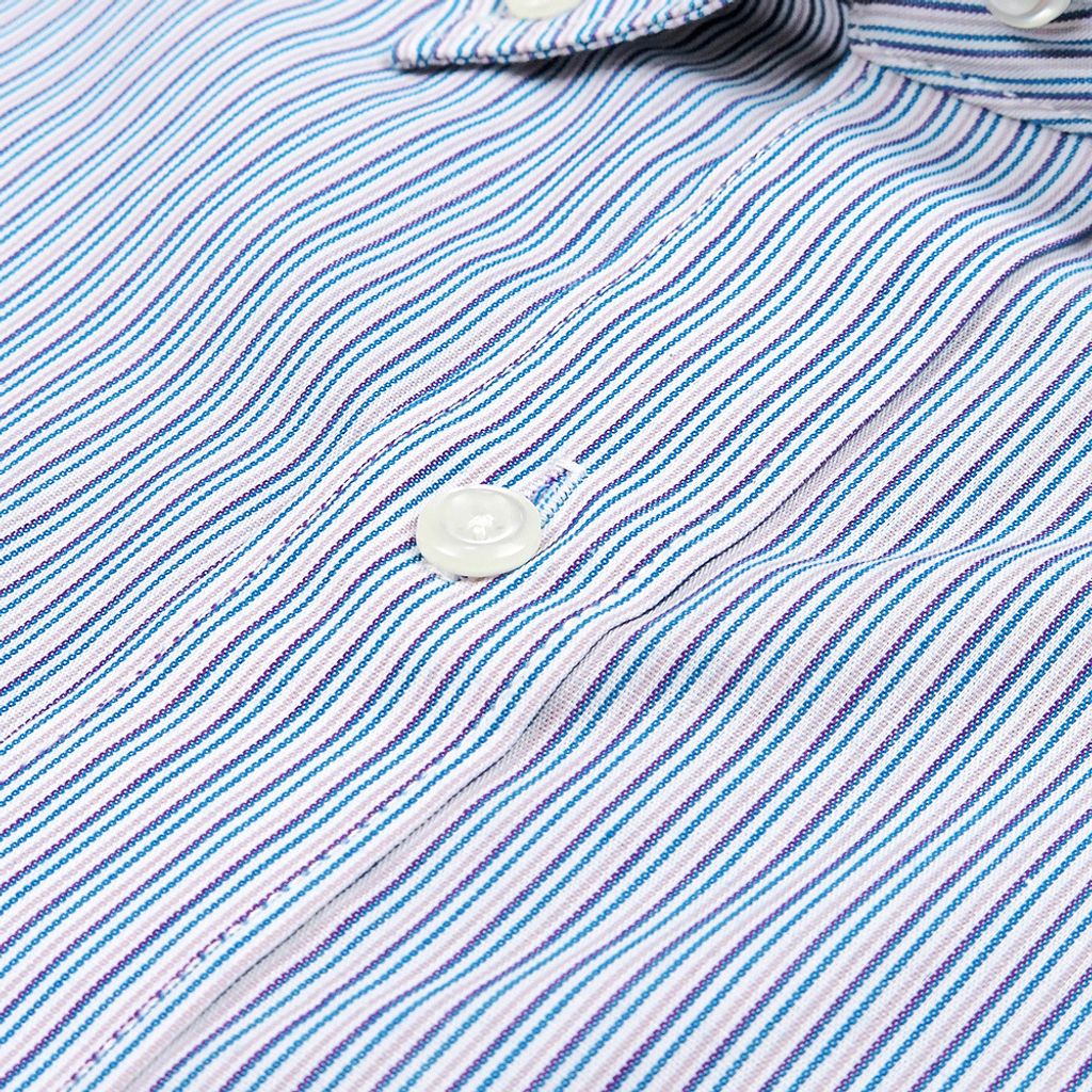 GIBBON吉朋-層次條紋修身長袖襯衫-藍綠-4