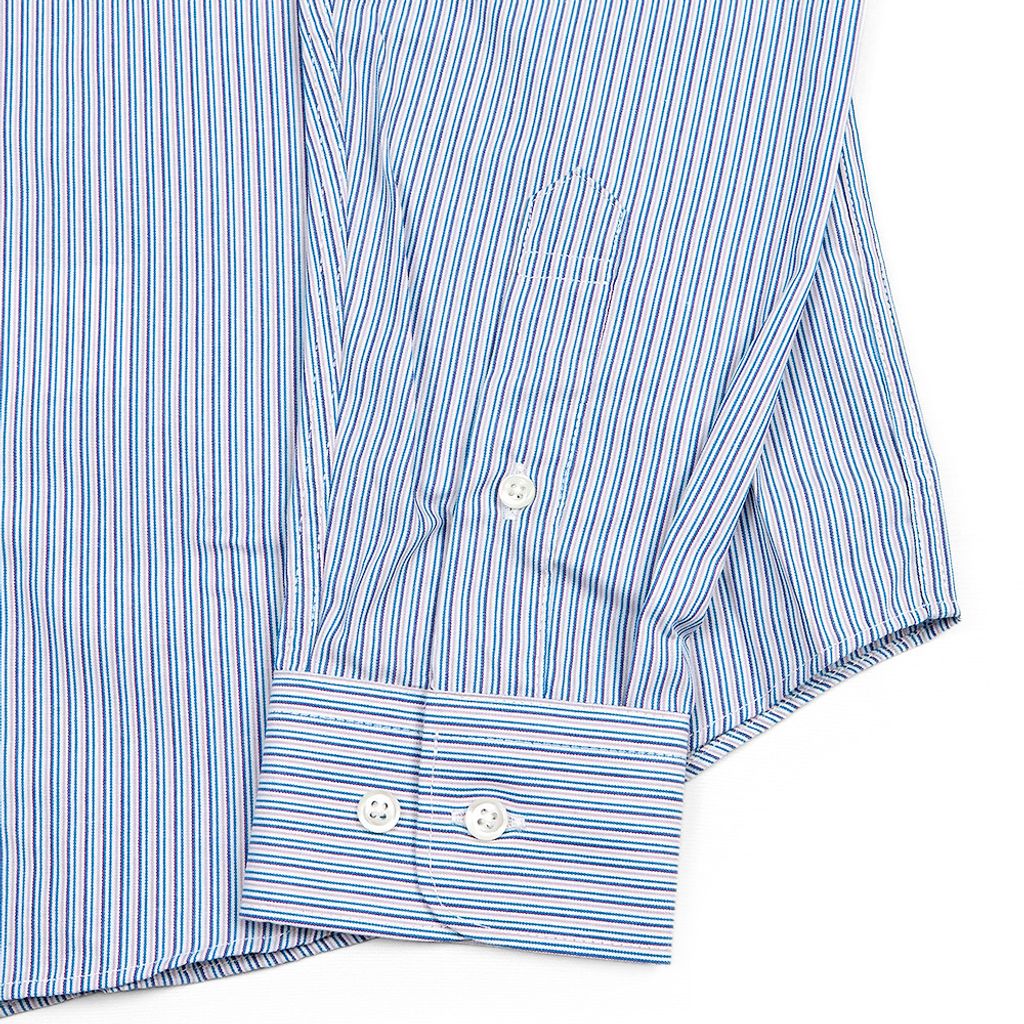 GIBBON吉朋-層次條紋修身長袖襯衫-藍綠-5