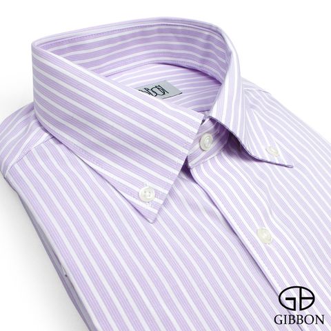 GIBBON吉朋-輕商務修身條紋長袖襯衫-淺紫條