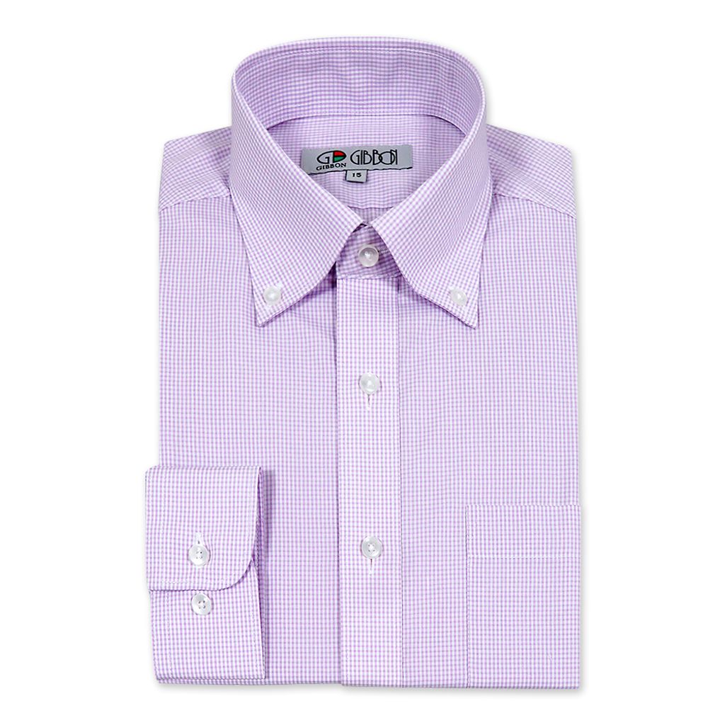 GIBBON吉朋-精紡格紋長袖襯衫-紫色-2