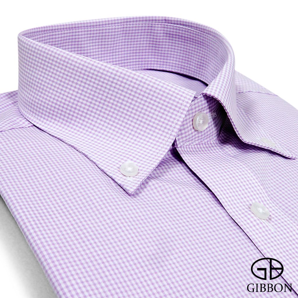GIBBON吉朋-精紡格紋長袖襯衫-紫色