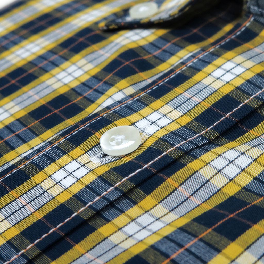 GIBBON吉朋-純棉格紋長袖襯衫-藍黃格-4