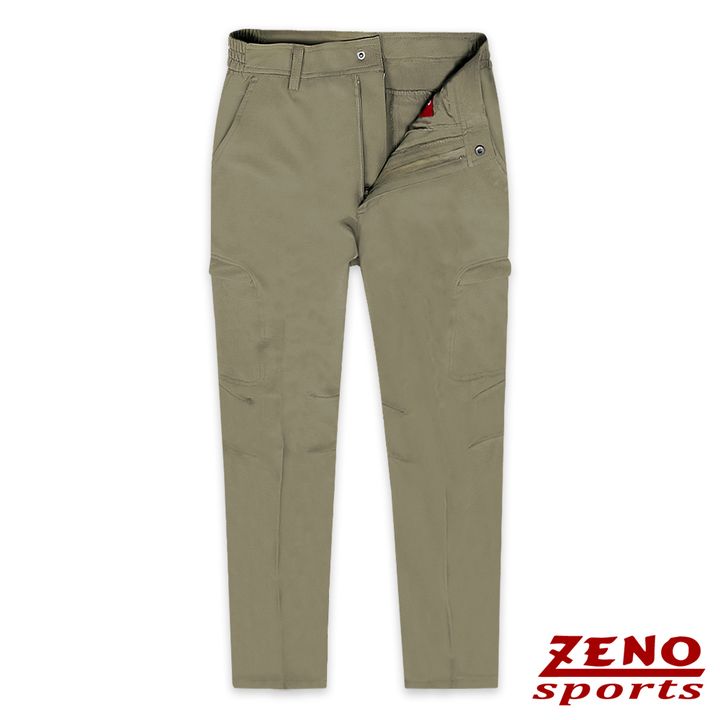 ZENO 吸濕排汗防曬四面彈力長褲-暗卡其