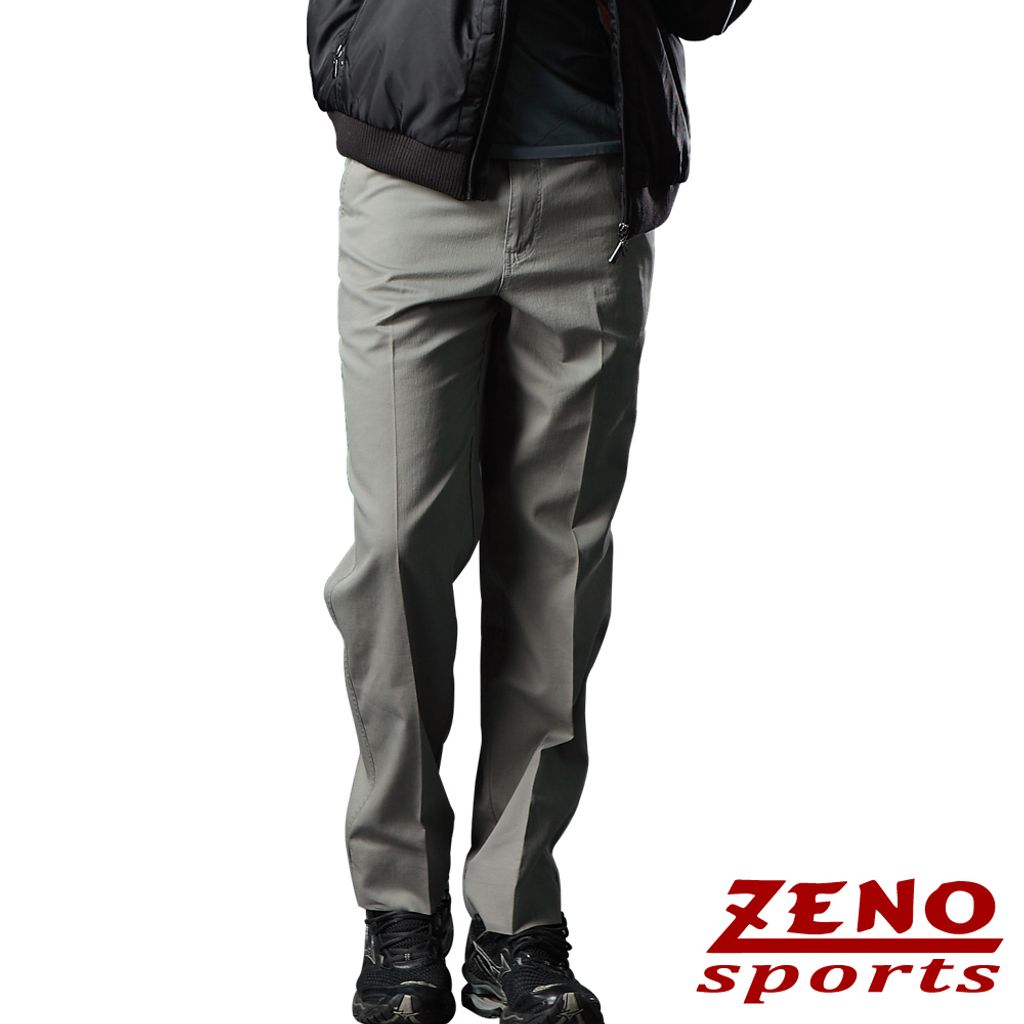 ZENO傑諾-彈性針葉紋高質感休閒長褲‧栗灰(平口/打摺)