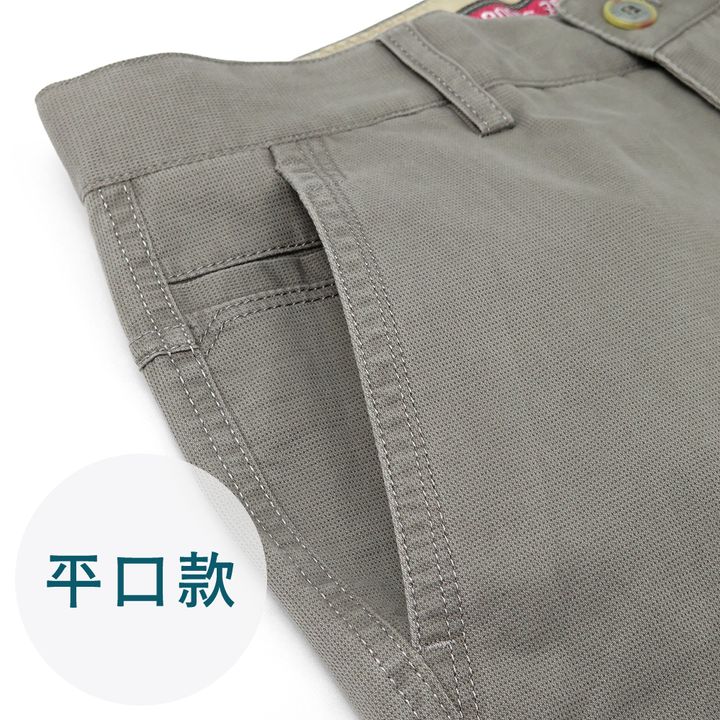 ZENO傑諾-彈性針葉紋高質感休閒長褲‧栗灰(平口/打摺)-2