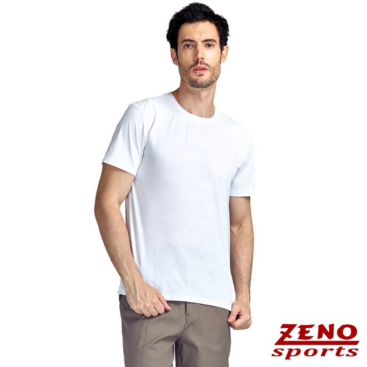 ZENO 涼感速乾圓領印花短袖T恤‧白色