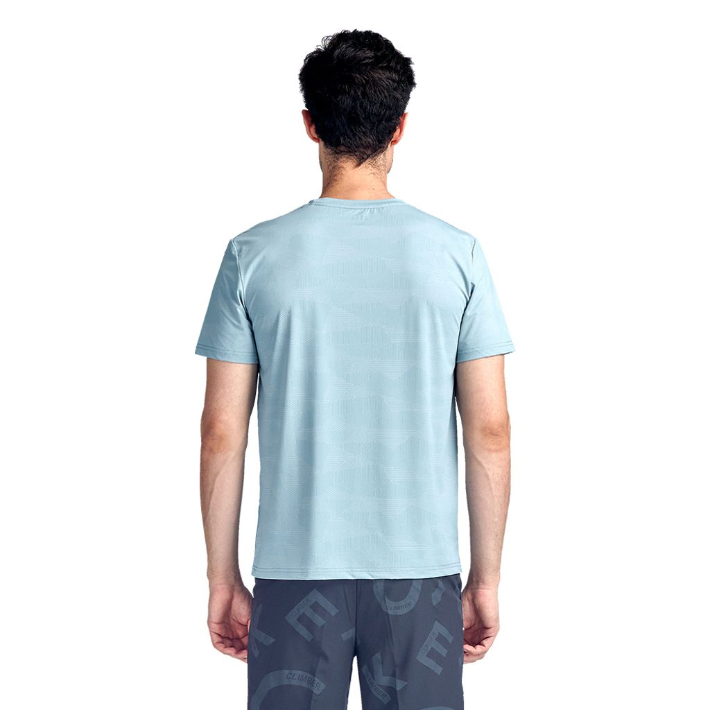 ZENO 涼感速乾圓領印花短袖T恤‧淡藍色-5