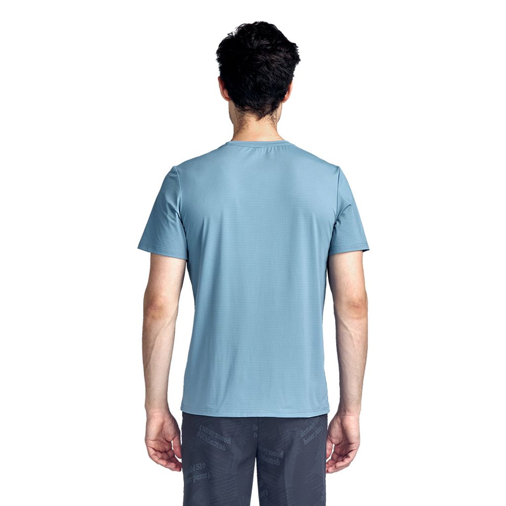 ZENO 涼感速乾圓領條紋短袖T恤‧淺天藍-4