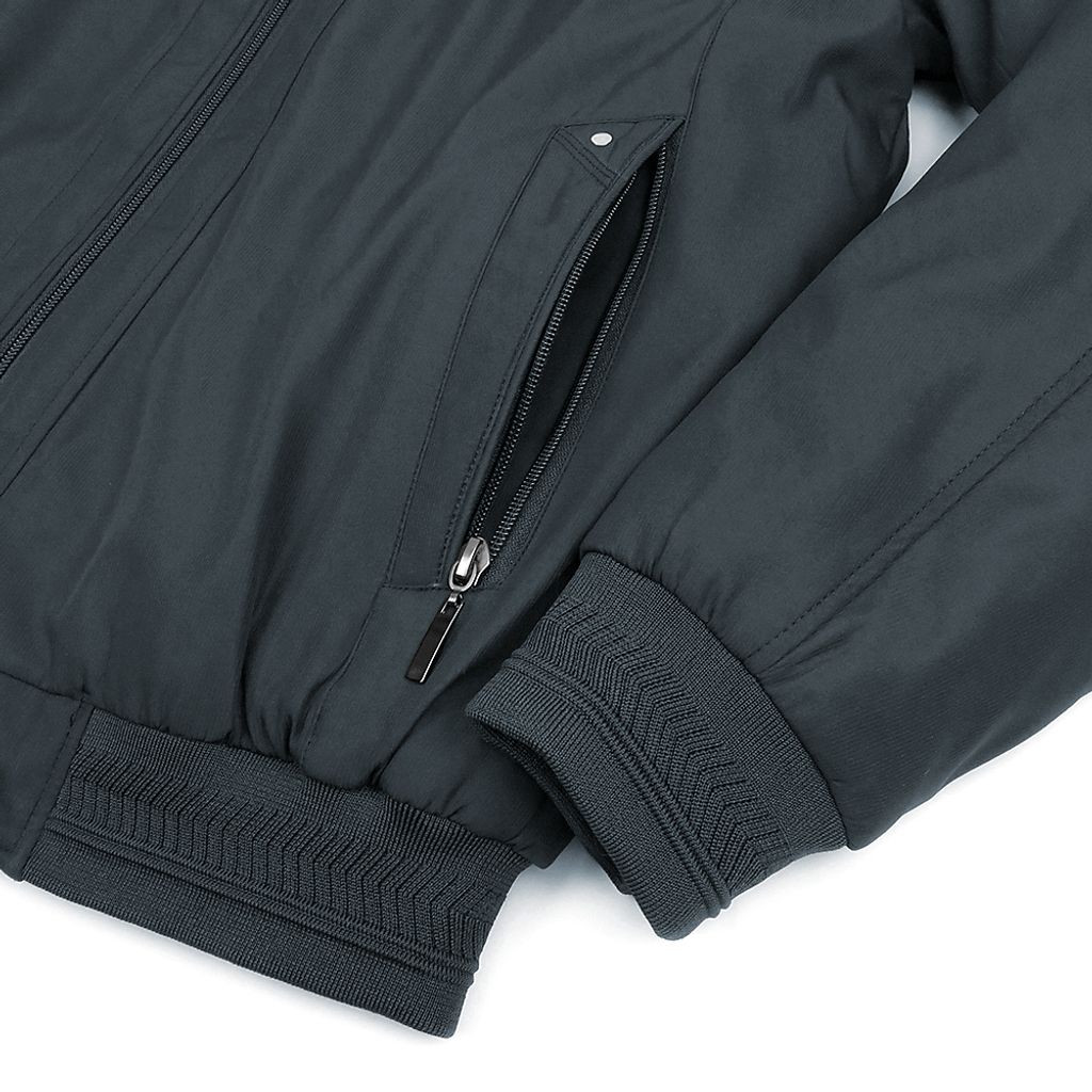 ZENO 極暖舒適內刷絨蓄熱保暖休閒外套‧黑灰色-5