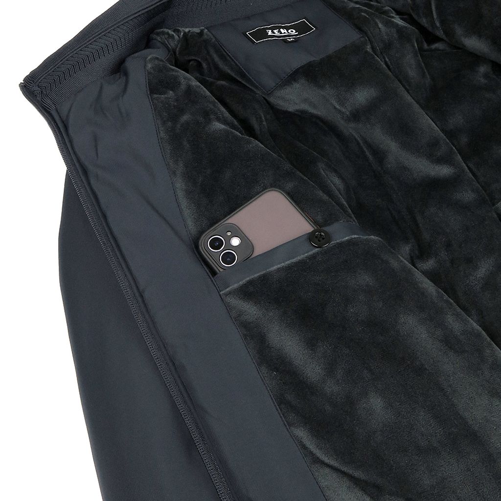 ZENO 極暖舒適內刷絨蓄熱保暖休閒外套‧黑灰色-6