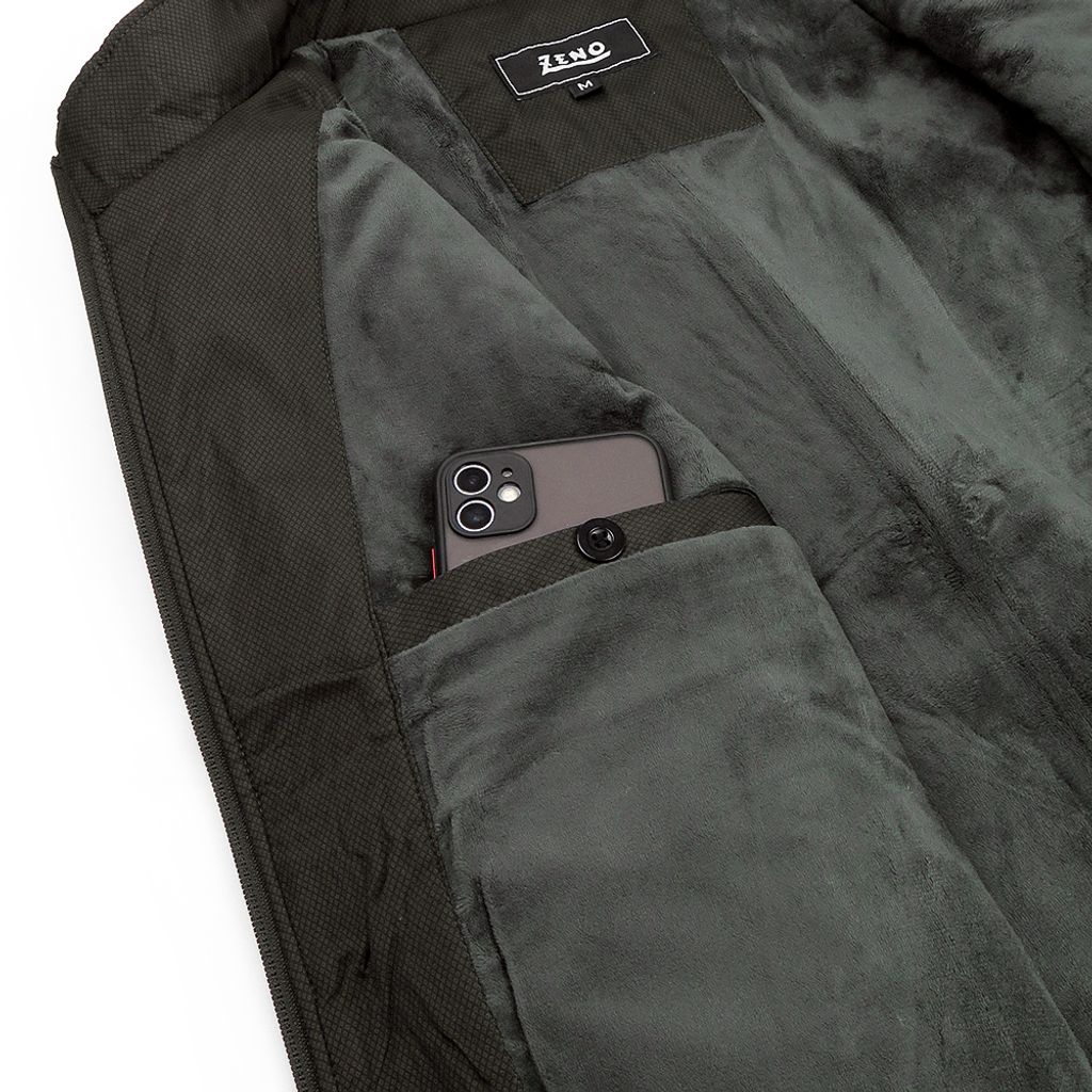 ZENO 頂級厚暖內刷絨保暖鋪棉背心 簡約設計款 咖啡色-5