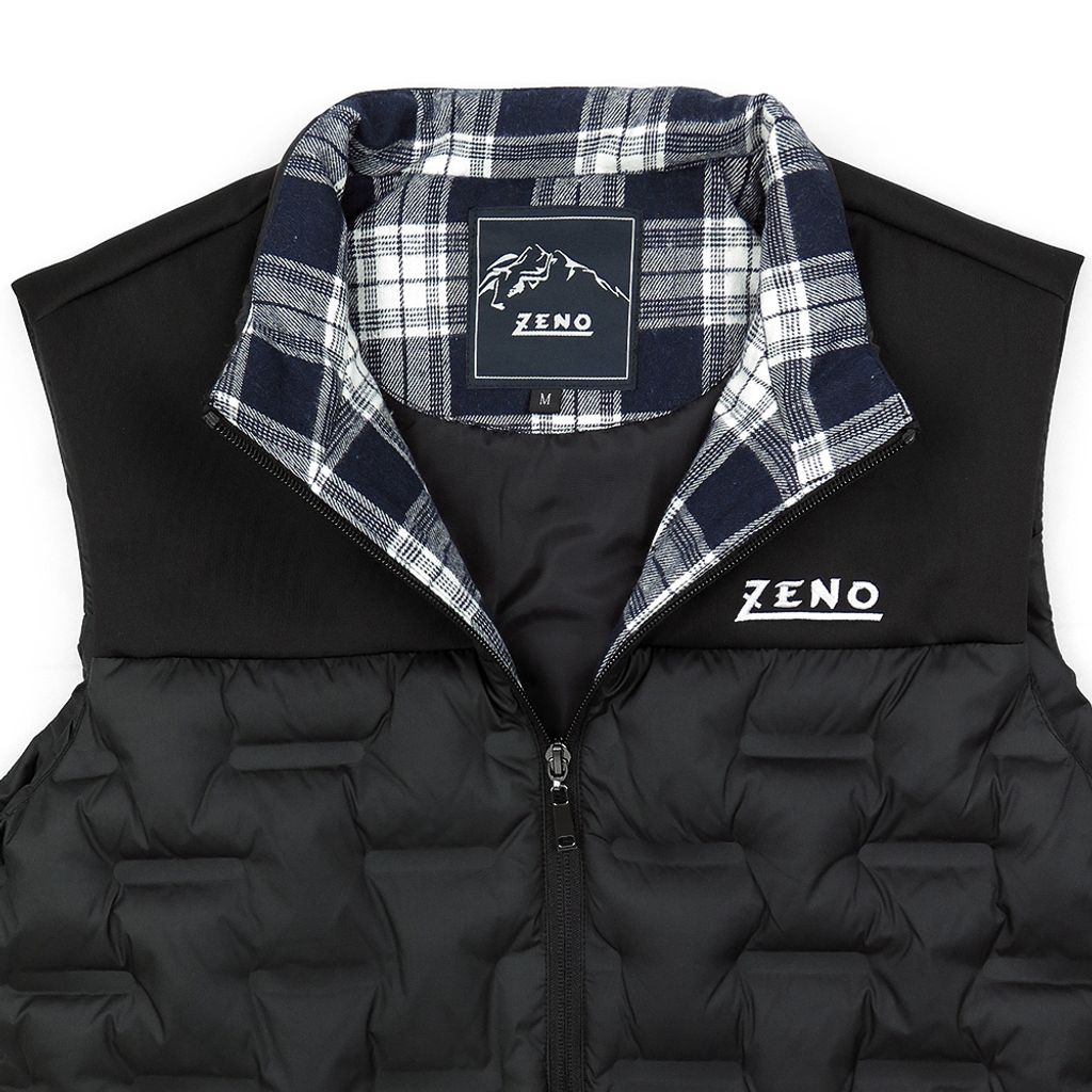 ZENO 太空棉輕暖時尚保暖鋪棉背心 限量設計款 經典黑-5