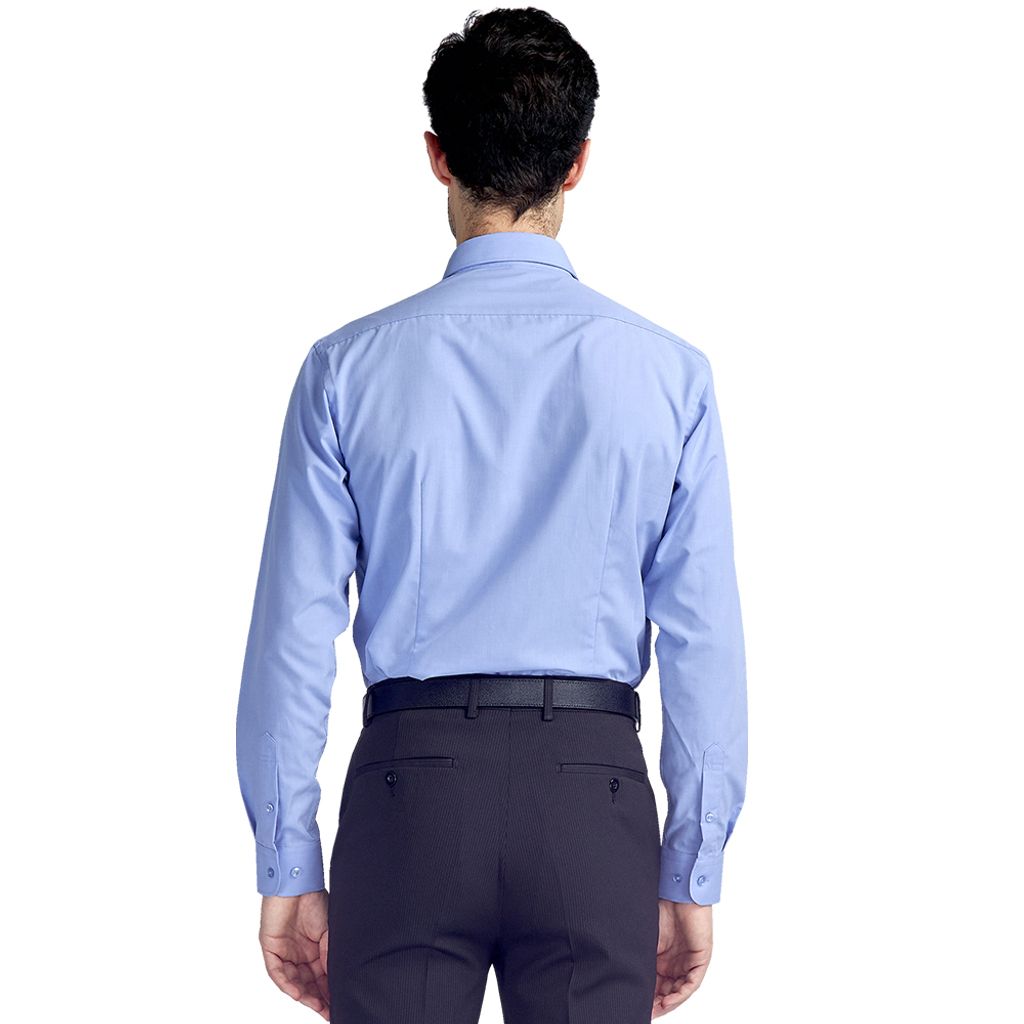 GIBBON 經典商務素面質感長袖襯衫 藍色款-3