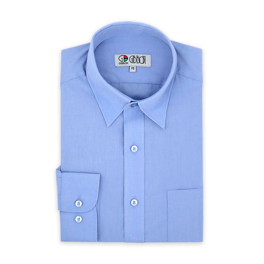 GIBBON 經典商務素面質感長袖襯衫 藍色款-4