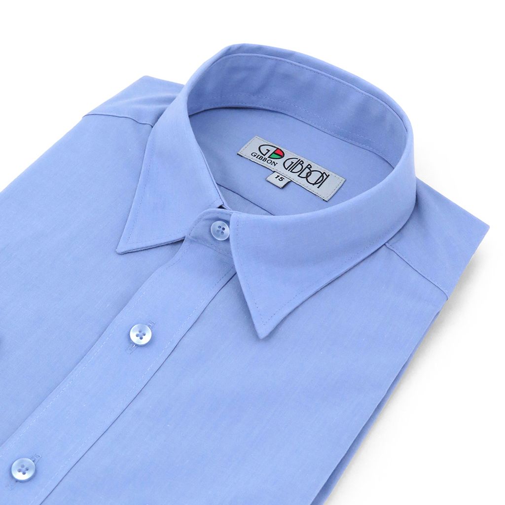 GIBBON 經典商務素面質感長袖襯衫 藍色款-5