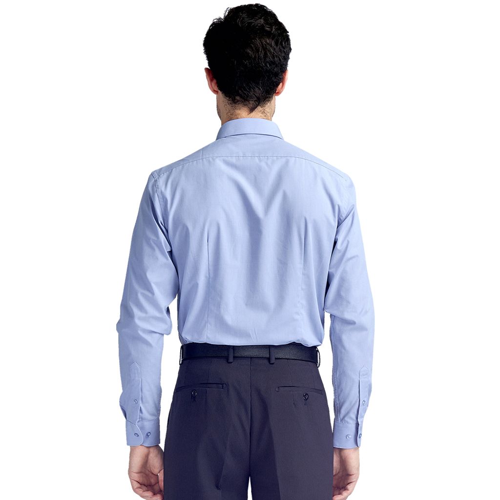 GIBBON 經典商務素面質感長袖襯衫 灰藍款-3
