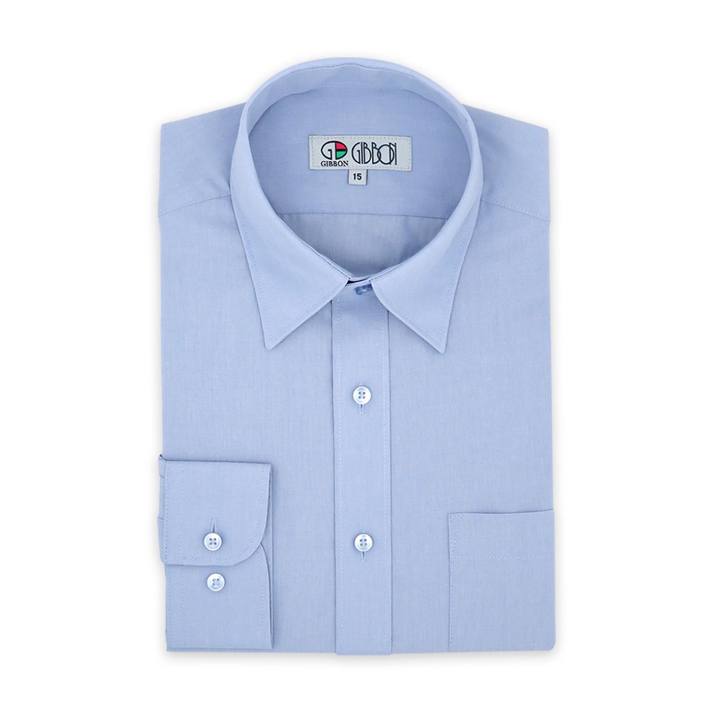 GIBBON 經典商務素面質感長袖襯衫 灰藍款-4
